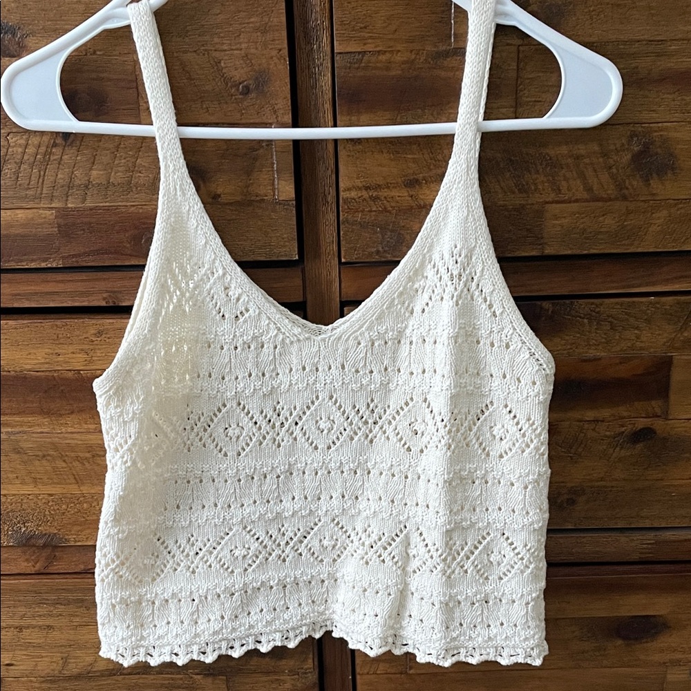 BE COOL Cream Knit Cropped Camisole Top